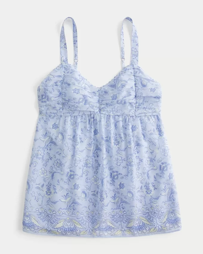 Easy Ruched Chiffon Babydoll Top,Easy Ruched Chiffon Babydoll Top