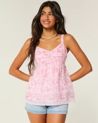 Easy Ruched Chiffon Babydoll Top,Easy Ruched Chiffon Babydoll Top