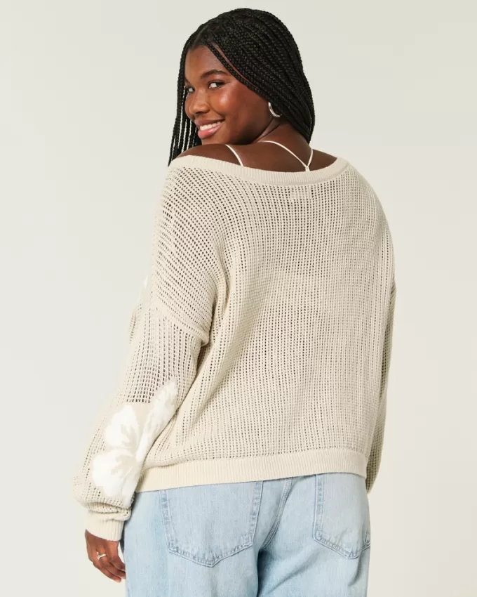 Easy Stitchy Graphic Slouchy Crew Sweater,Easy Stitchy Graphic Slouchy Crew Sweater