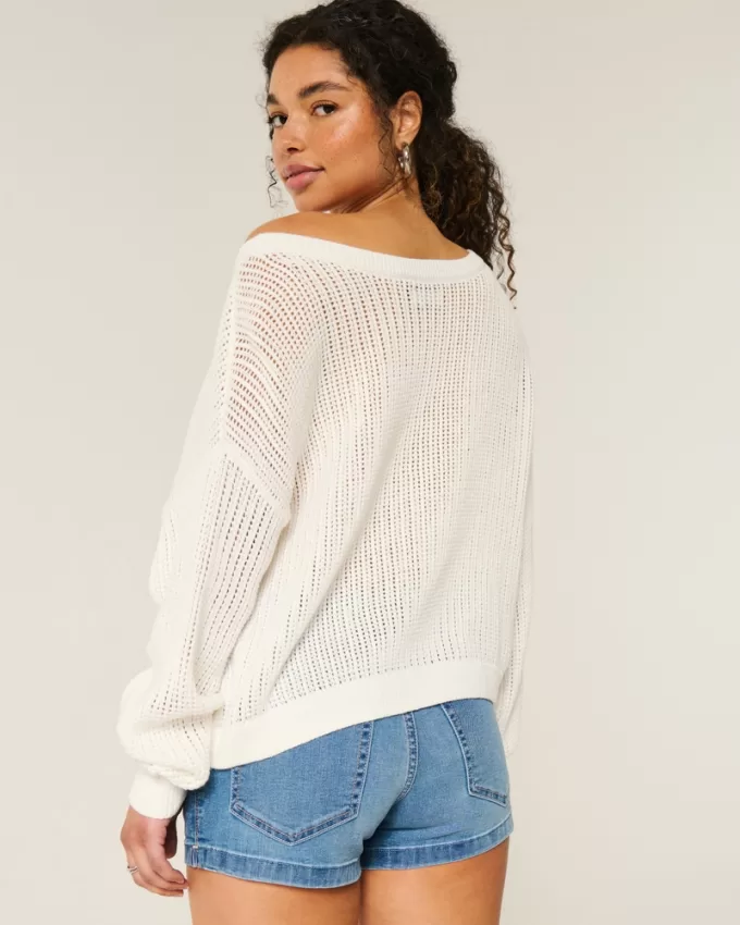 Easy Stitchy Graphic Slouchy Crew Sweater,Easy Stitchy Graphic Slouchy Crew Sweater