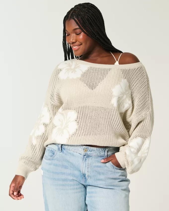 Easy Stitchy Graphic Slouchy Crew Sweater,Easy Stitchy Graphic Slouchy Crew Sweater