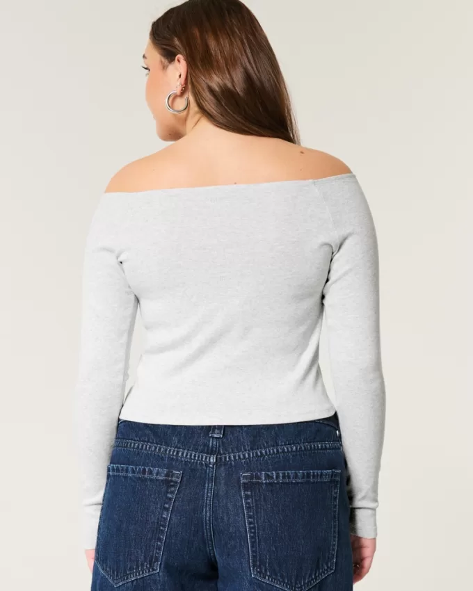Easy Teddy Bear Graphic Off-the-Shoulder Top,Easy Teddy Bear Graphic Off-the-Shoulder Top