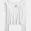 Easy Teddy Bear Graphic Off-the-Shoulder Top,Easy Teddy Bear Graphic Off-the-Shoulder Top