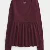 Easy Wrap-Front Babydoll Top,Easy Wrap-Front Babydoll Top Easy Wrap-Front Babydoll Top,Easy Wrap-Front Babydoll Top