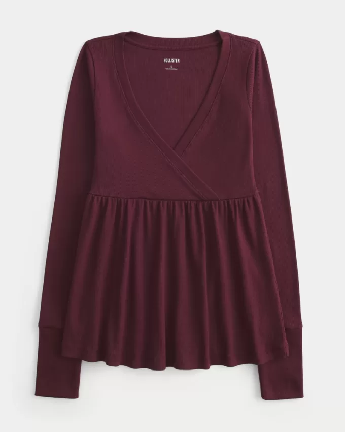 Easy Wrap-Front Babydoll Top,Easy Wrap-Front Babydoll Top Easy Wrap-Front Babydoll Top,Easy Wrap-Front Babydoll Top