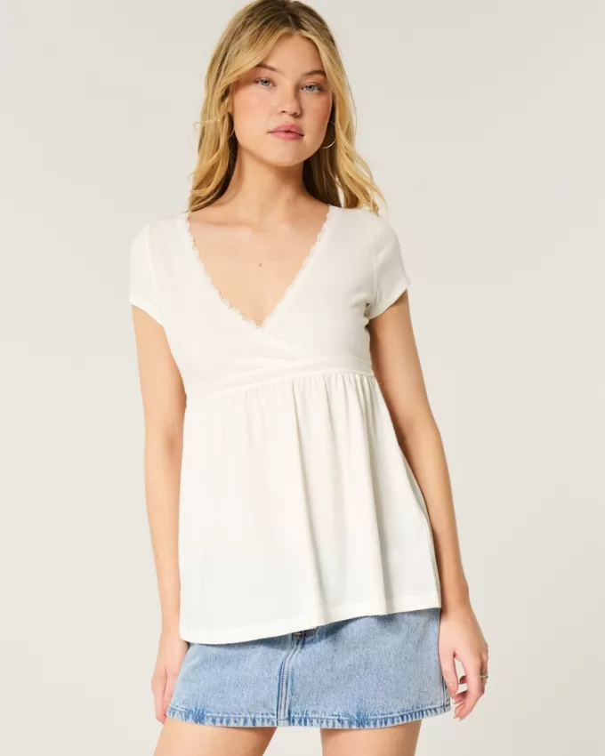 Easy Wrap-Front Babydoll Top,Easy Wrap-Front Babydoll Top