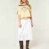Embroidered Hem Midi Skirt,Embroidered Hem Midi Skirt