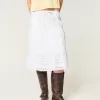 Embroidered Hem Midi Skirt,Embroidered Hem Midi Skirt