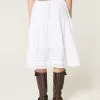 Embroidered Hem Midi Skirt,Embroidered Hem Midi Skirt