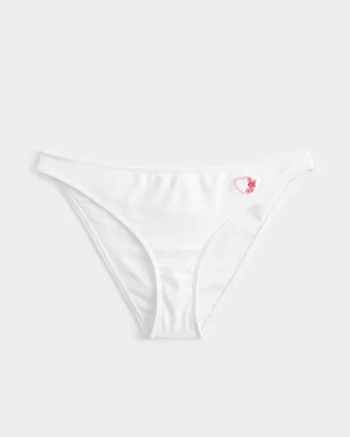 Embroidered Low-Rise Cheeky Bikini Bottom,Embroidered Low-Rise Cheeky Bikini Bottom