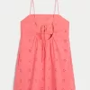 Eyelet Shift Mini Dress,Eyelet Shift Mini Dress