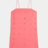 Eyelet Shift Mini Dress,Eyelet Shift Mini Dress