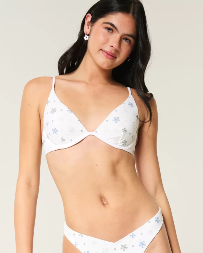 Eyelet Underwire Bikini Top,Eyelet Underwire Bikini Top