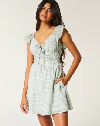 Flutter Sleeve Double-Tie Skort Dress,Flutter Sleeve Double-Tie Skort Dress Flutter Sleeve Double-Tie Skort Dress,Flutter Sleeve Double-Tie Skort Dress