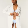 Gauze Button-Through Shirt Dress,Gauze Button-Through Shirt Dress Gauze Button-Through Shirt Dress,Gauze Button-Through Shirt Dress