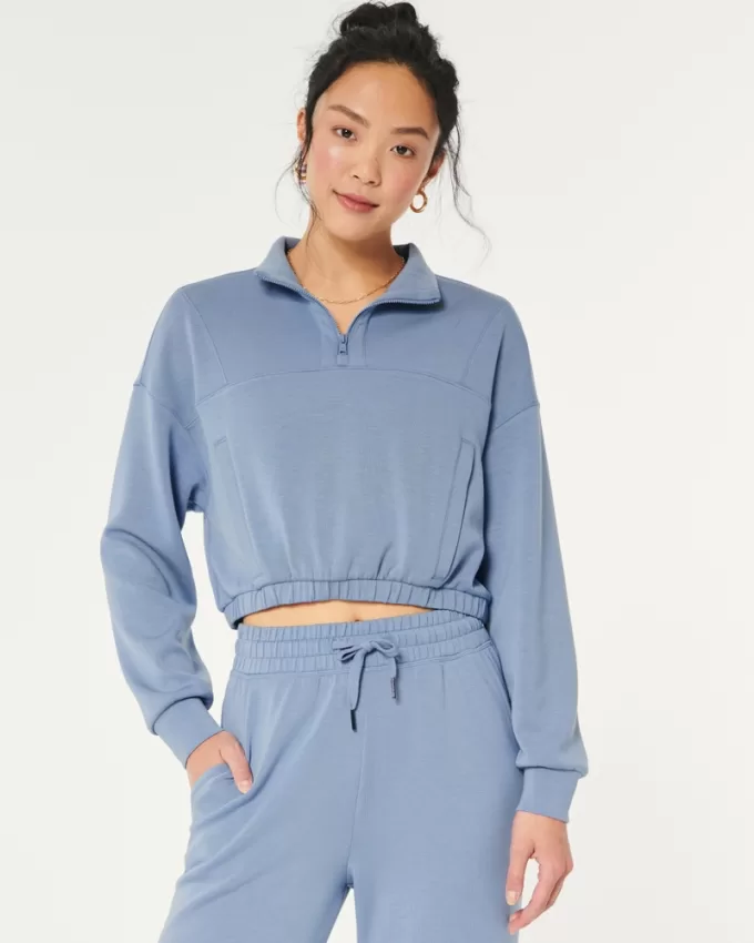 Gilly Hicks Active Cooldown Quarter-Zip Top,Gilly Hicks Active Cooldown Quarter-Zip Top