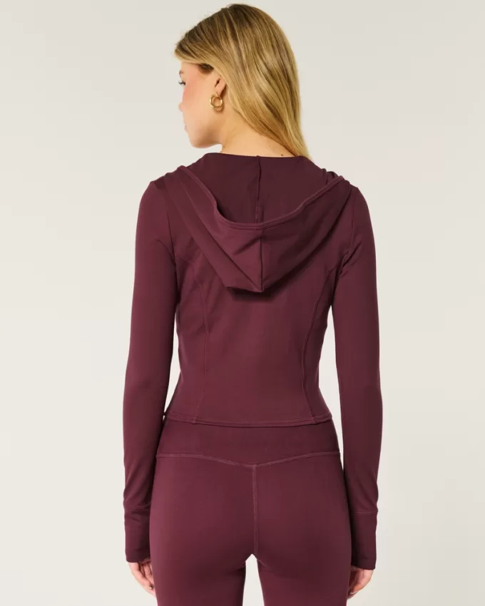 Gilly Hicks Active Recharge Hooded Crop Zip-Up Top,Gilly Hicks Active Recharge Hooded Crop Zip-Up Top