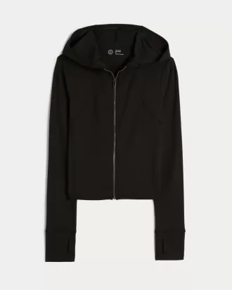 Gilly Hicks Active Recharge Hooded Crop Zip-Up Top,Gilly Hicks Active Recharge Hooded Crop Zip-Up Top