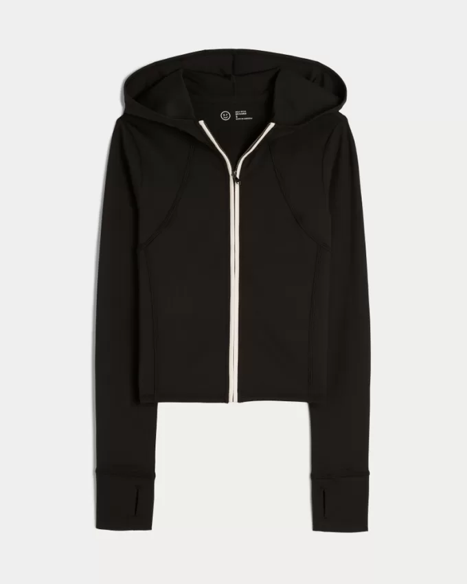 Gilly Hicks Active Recharge Hooded Crop Zip-Up Top,Gilly Hicks Active Recharge Hooded Crop Zip-Up Top