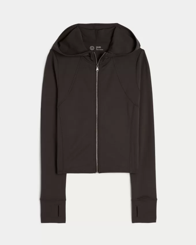 Gilly Hicks Active Recharge Hooded Crop Zip-Up Top,Gilly Hicks Active Recharge Hooded Crop Zip-Up Top