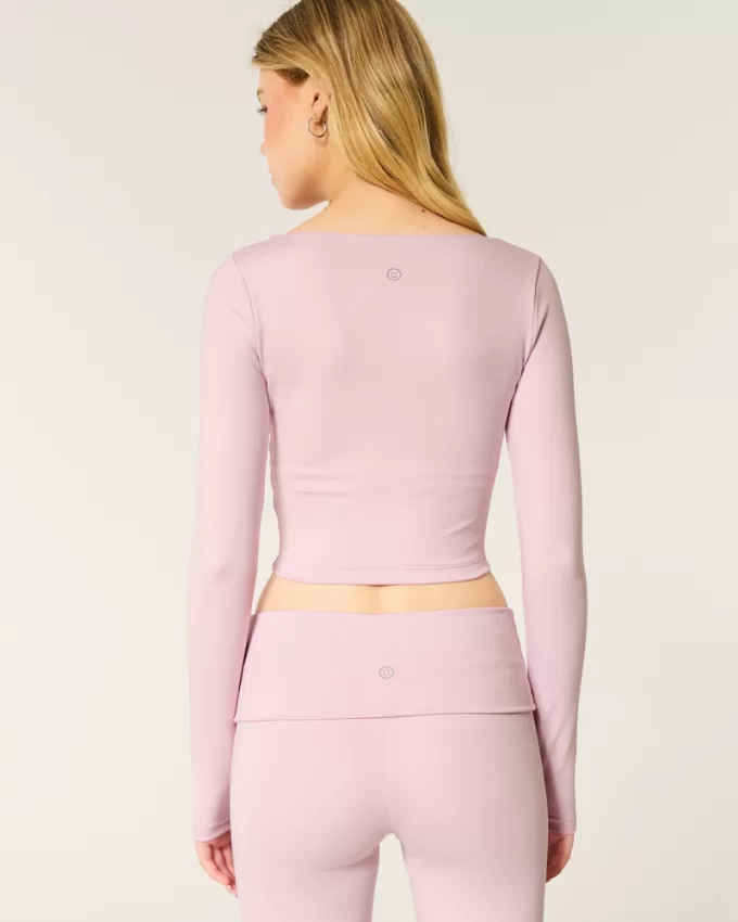 Gilly Hicks Active Recharge Long-Sleeve Plunge Top,Gilly Hicks Active Recharge Long-Sleeve Plunge Top