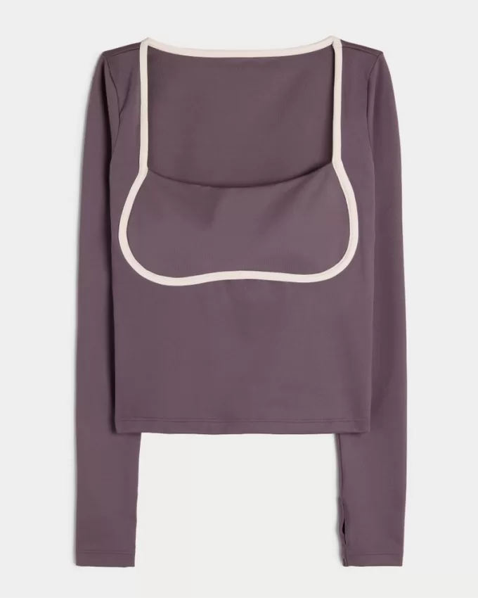 Gilly Hicks Active Recharge Under-Bust Long-Sleeve Top,Gilly Hicks Active Recharge Under-Bust Long-Sleeve Top