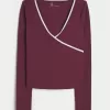 Gilly Hicks Active Tipped Wrap Top,Gilly Hicks Active Tipped Wrap Top
