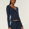 Gilly Hicks Active Tipped Wrap Top,Gilly Hicks Active Tipped Wrap Top