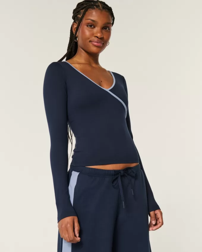 Gilly Hicks Active Tipped Wrap Top,Gilly Hicks Active Tipped Wrap Top