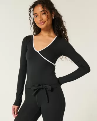 Gilly Hicks Active Tipped Wrap Top,Gilly Hicks Active Tipped Wrap Top