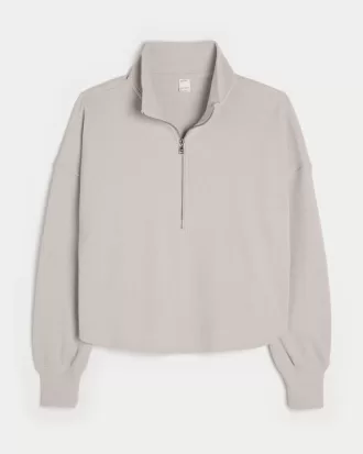 Gilly Hicks Cozy Waffle Quarter-Zip Top,Gilly Hicks Cozy Waffle Quarter-Zip Top
