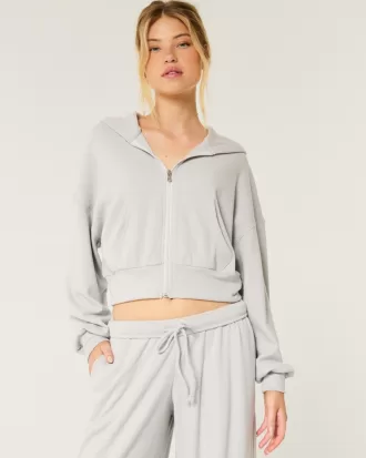 Gilly Hicks Cozy Waffle Zip-Up Hoodie,Gilly Hicks Cozy Waffle Zip-Up Hoodie