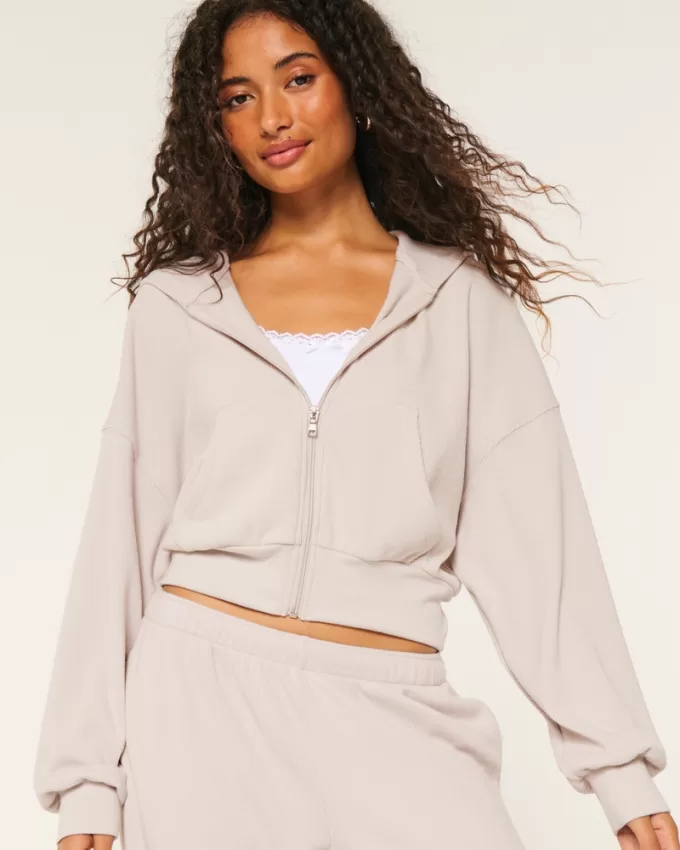 Gilly Hicks Cozy Waffle Zip-Up Hoodie,Gilly Hicks Cozy Waffle Zip-Up Hoodie