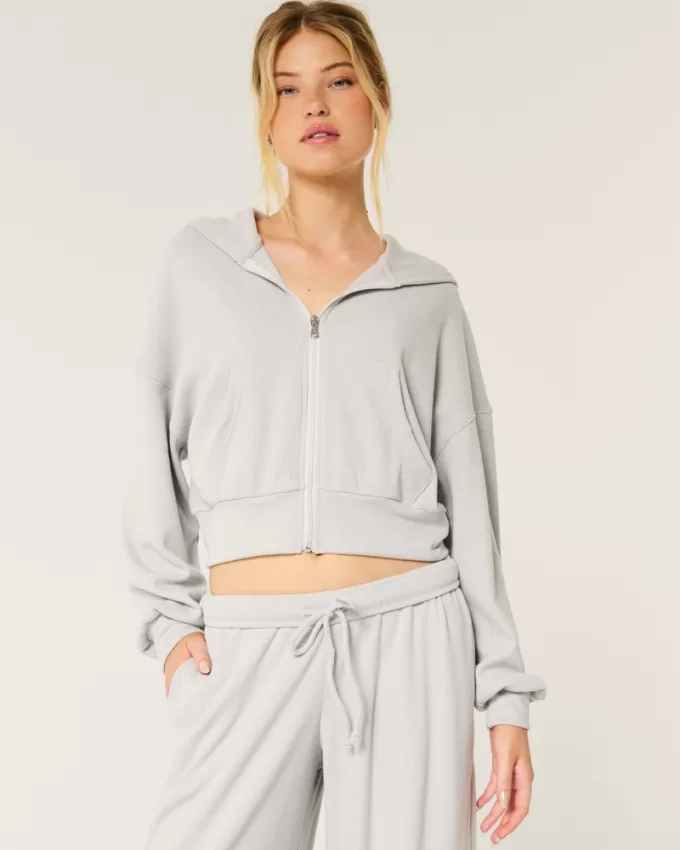 Gilly Hicks Cozy Waffle Zip-Up Hoodie,Gilly Hicks Cozy Waffle Zip-Up Hoodie