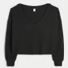 Gilly Hicks Off-the-Shoulder V-Neck Waffle Top,Gilly Hicks Off-the-Shoulder V-Neck Waffle Top