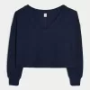 Gilly Hicks Off-the-Shoulder V-Neck Waffle Top,Gilly Hicks Off-the-Shoulder V-Neck Waffle Top