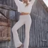 Gilly Hicks Sweater-Knit Foldover Waist Flare Pants,Gilly Hicks Sweater-Knit Foldover Waist Flare Pants
