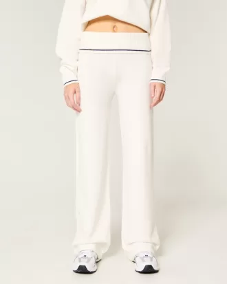 Gilly Hicks Sweater-Knit Foldover Waist Straight Pants,Gilly Hicks Sweater-Knit Foldover Waist Straight Pants