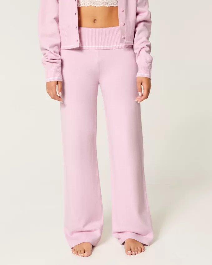 Gilly Hicks Sweater-Knit Straight Pants,Gilly Hicks Sweater-Knit Straight Pants