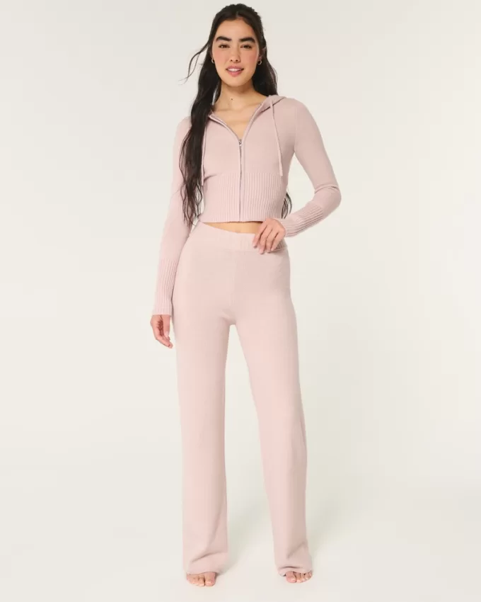 Gilly Hicks Sweater-Knit Straight Pants,Gilly Hicks Sweater-Knit Straight Pants