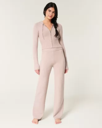 Gilly Hicks Sweater-Knit Straight Pants,Gilly Hicks Sweater-Knit Straight Pants