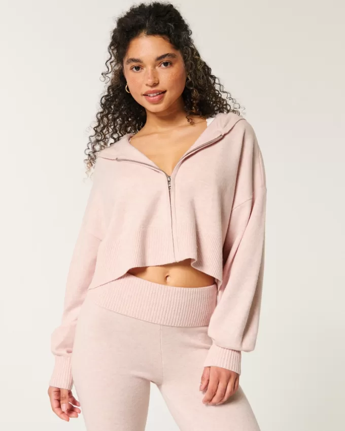 Gilly Hicks Sweater-Knit Zip-Up Hoodie,Gilly Hicks Sweater-Knit Zip-Up Hoodie