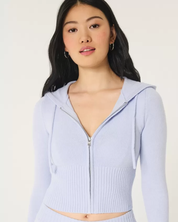 Gilly Hicks Sweater-Knit Zip-Up Hoodie,Gilly Hicks Sweater-Knit Zip-Up Hoodie