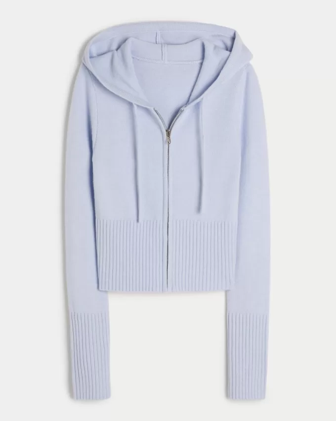 Gilly Hicks Sweater-Knit Zip-Up Hoodie,Gilly Hicks Sweater-Knit Zip-Up Hoodie