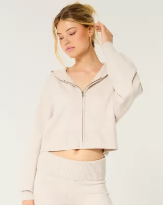 Gilly Hicks Sweater-Knit Zip-Up Hoodie,Gilly Hicks Sweater-Knit Zip-Up Hoodie