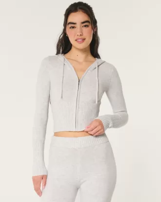 Gilly Hicks Sweater-Knit Zip-Up Hoodie,Gilly Hicks Sweater-Knit Zip-Up Hoodie