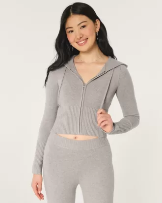 Gilly Hicks Sweater-Knit Zip-Up Hoodie,Gilly Hicks Sweater-Knit Zip-Up Hoodie