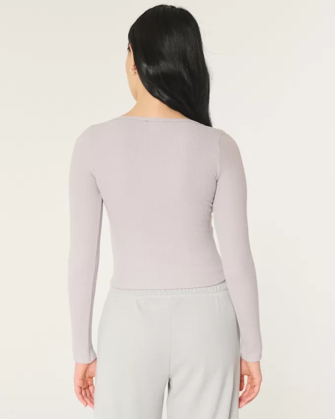 Gilly Hicks Waffle Wide-Neck Top,Gilly Hicks Waffle Wide-Neck Top