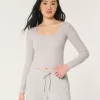 Gilly Hicks Waffle Wide-Neck Top,Gilly Hicks Waffle Wide-Neck Top