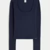 Gilly Hicks Waffle Wide-Neck Top,Gilly Hicks Waffle Wide-Neck Top